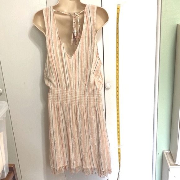 BECCA by REBECCA Coastal Shorts Romper Swim Coverup Striped Shimmery Back Ties - Picture 7 of 16